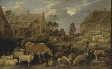  land - Teniers David II Landschaft mit Schäfer und einem Flock